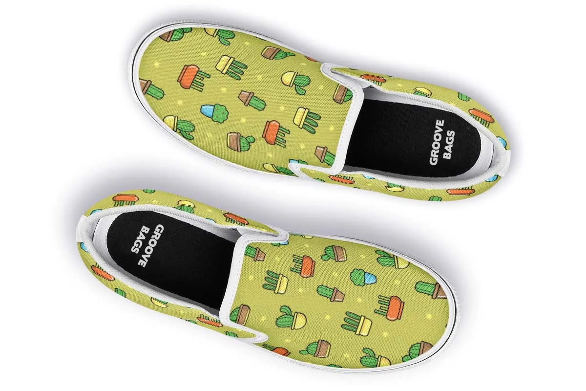 8 Bit Potted Plants Slip-On Shoes