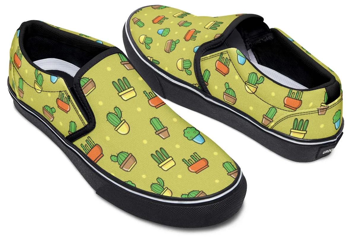 8 Bit Potted Plants Slip-On Shoes