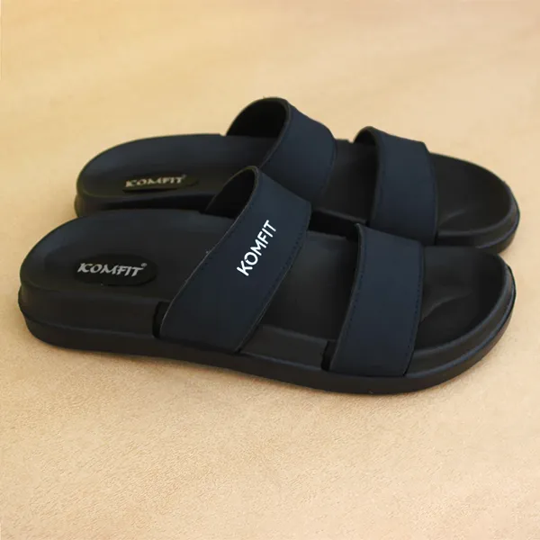 Black Double Strap Slippers for men