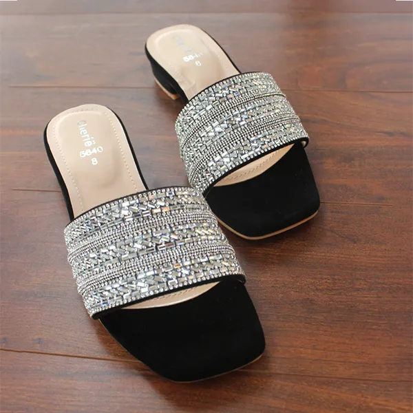 Black Heel Slippers for women