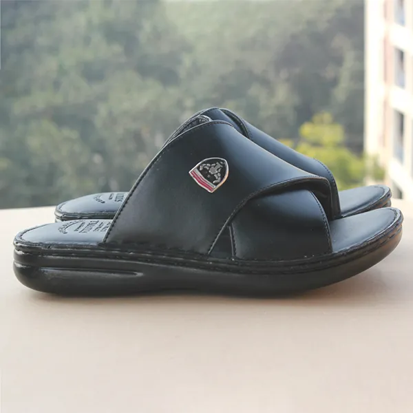 Black medicated mens slippers