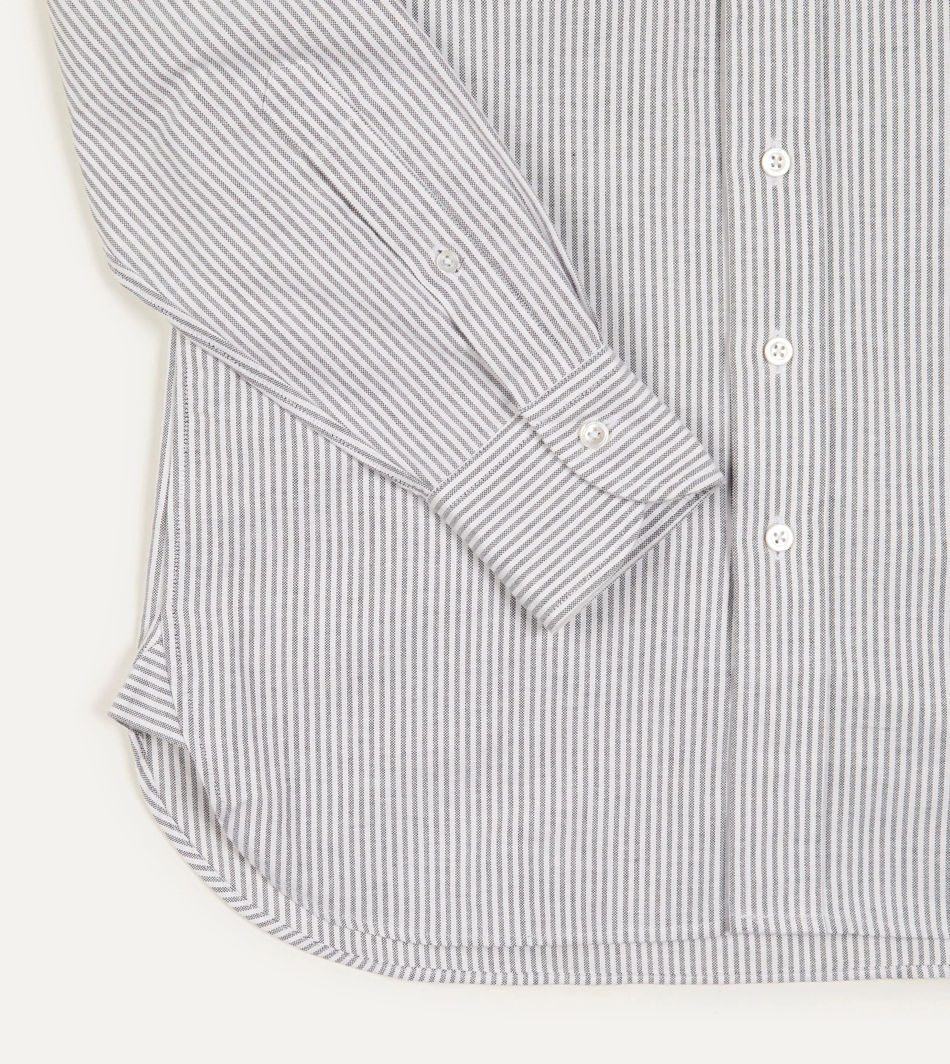 Black Ticking Stripe Cotton Oxford Cloth Button-Down Shirt