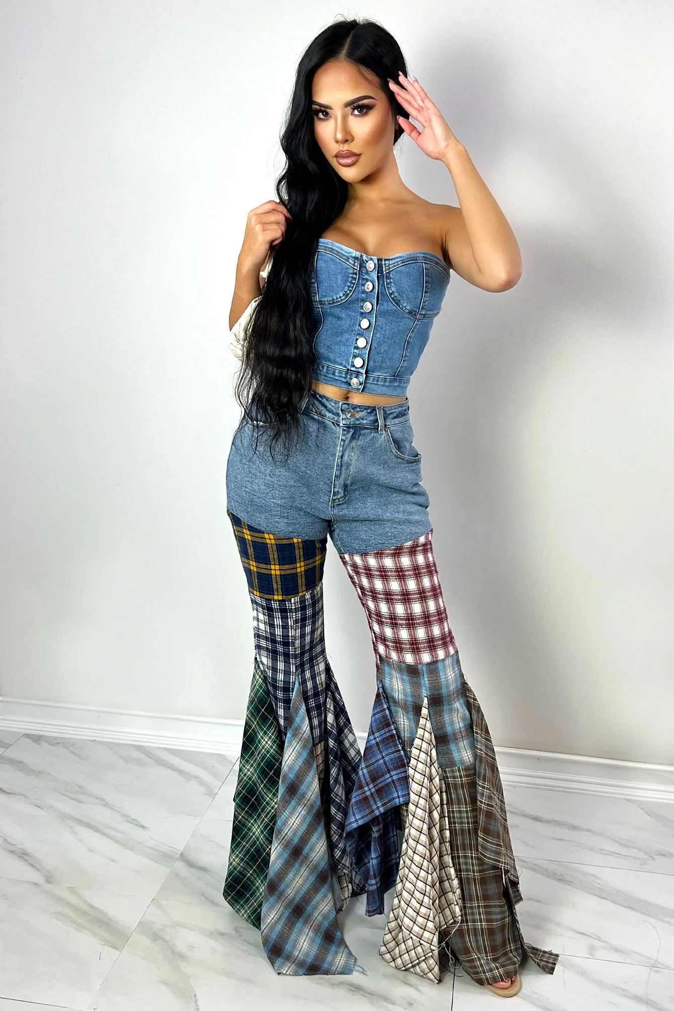 Bust Down Denim Bustier Tube Top