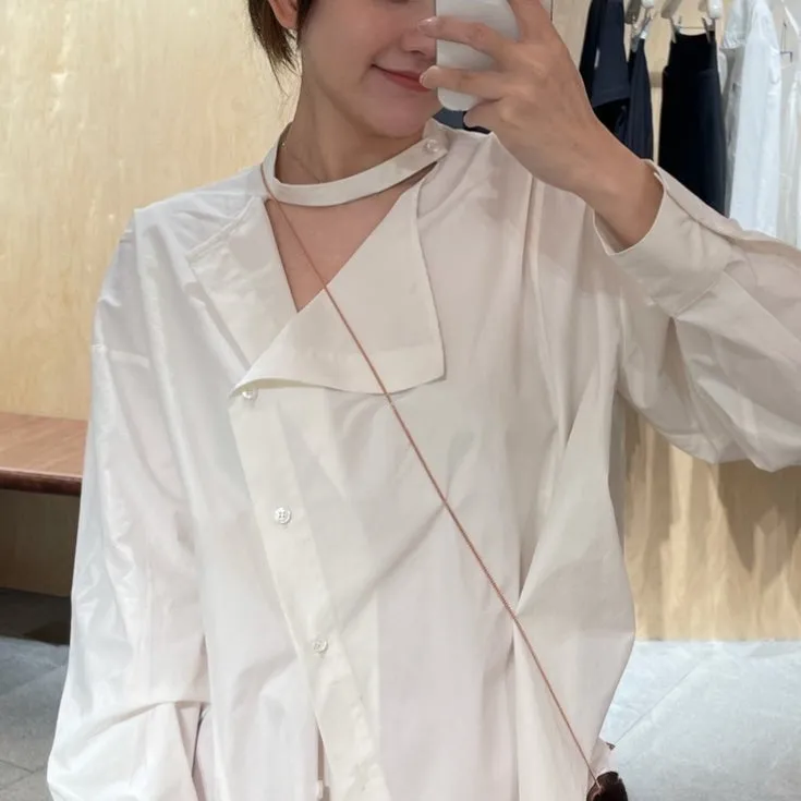 Button-Down Shirt With Irregular Collar