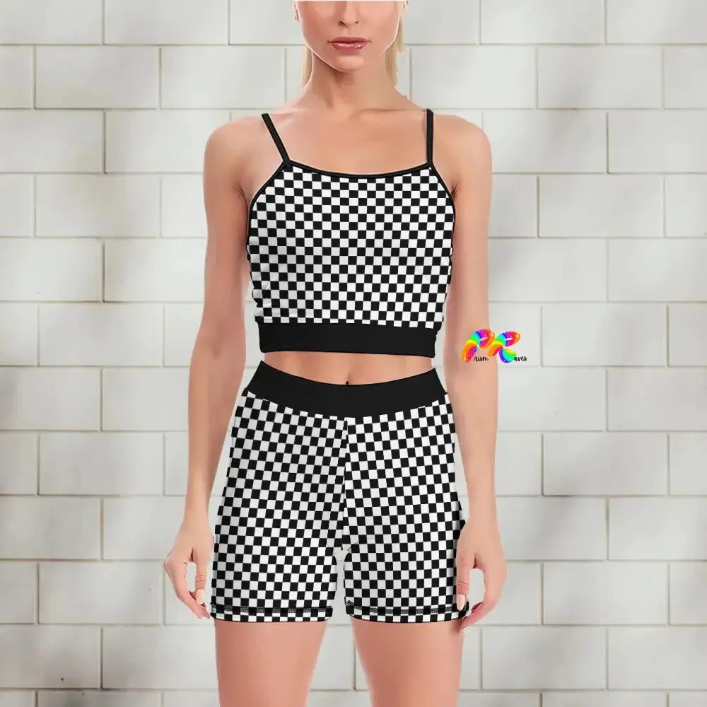 Checkered Goth Yoga Set