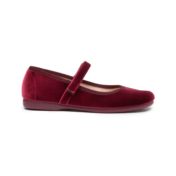 Classic Velvet Mary Janes in Burgundy