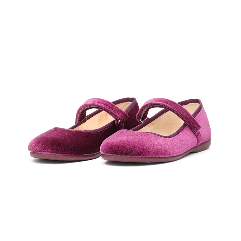 Classic Velvet Mary Janes in Plum