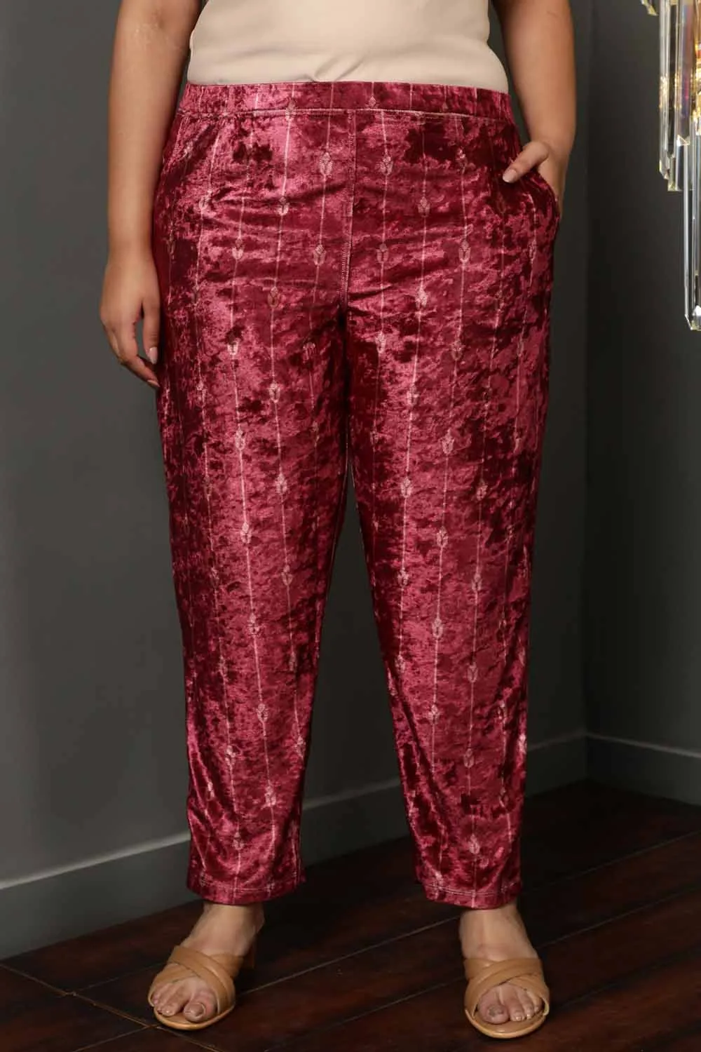 Deep Red Velvet Pant