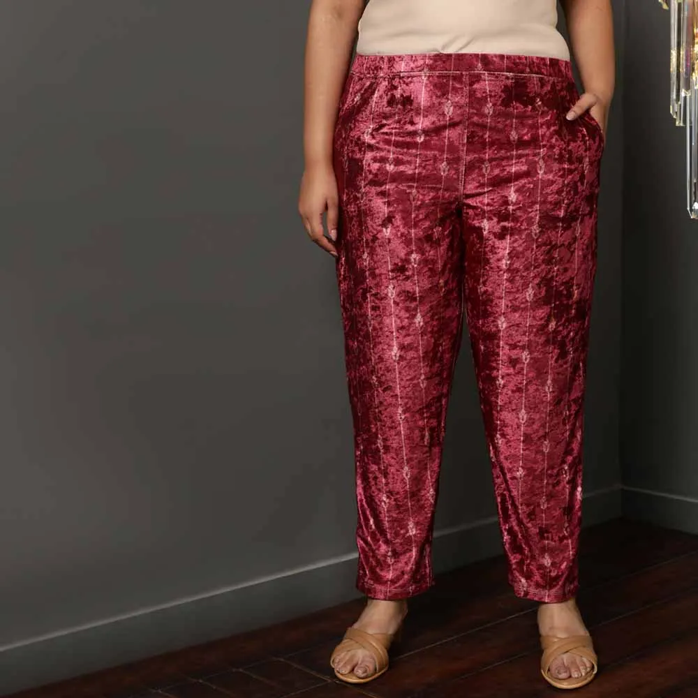 Deep Red Velvet Pant