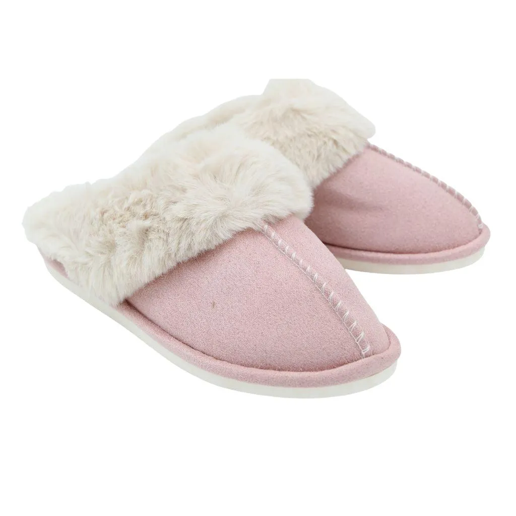 FABUCCI Pale Pink Faux Fur Lined Slippers