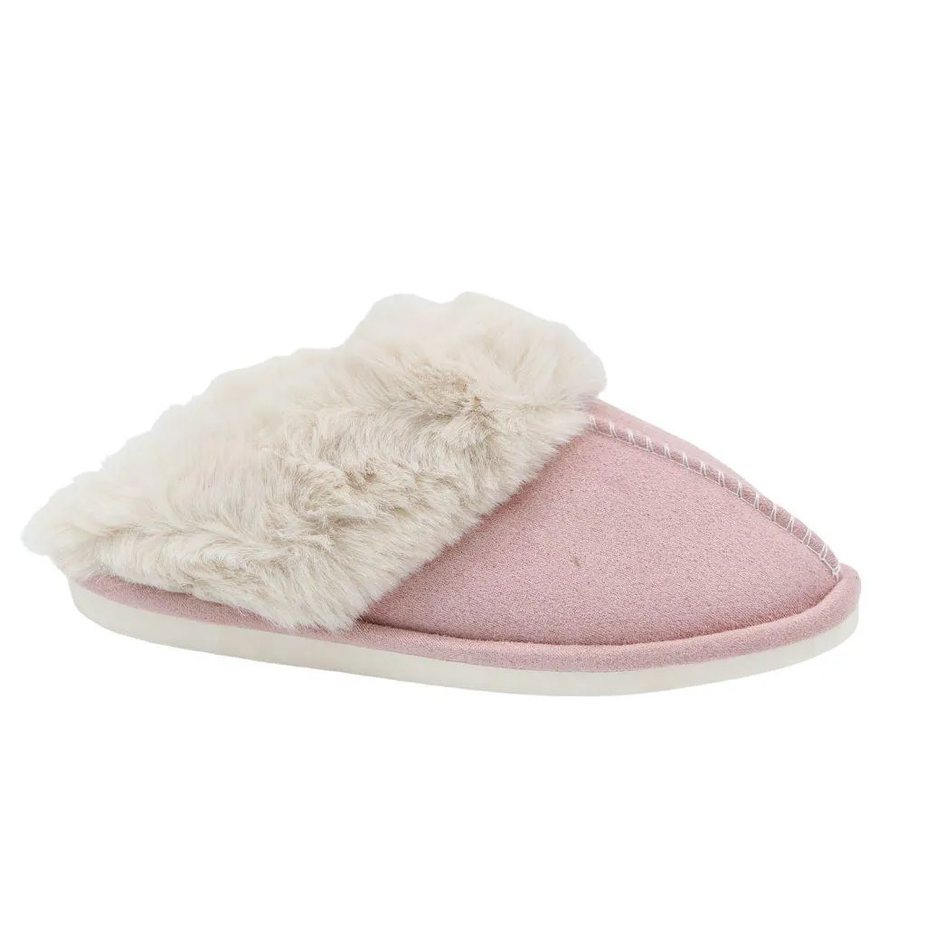 FABUCCI Pale Pink Faux Fur Lined Slippers