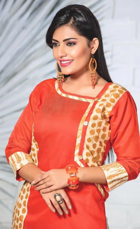 Fascinating Red Colored Silk Cotton Kurti