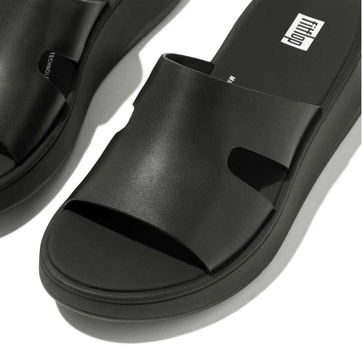 FitFlop Women's F-Mode H Bar Slide Black Leather