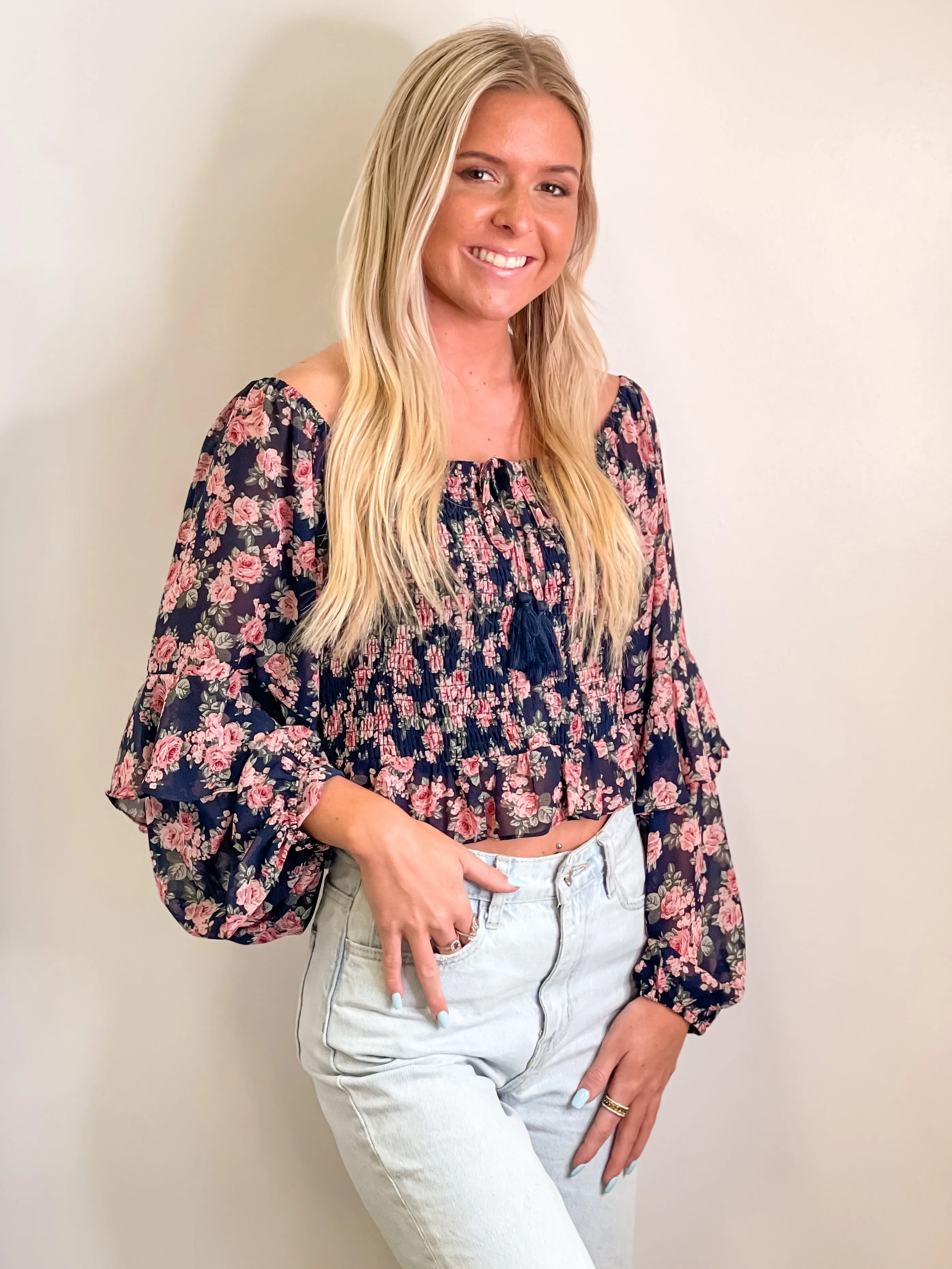 Florence Floral Smocked Crop Top