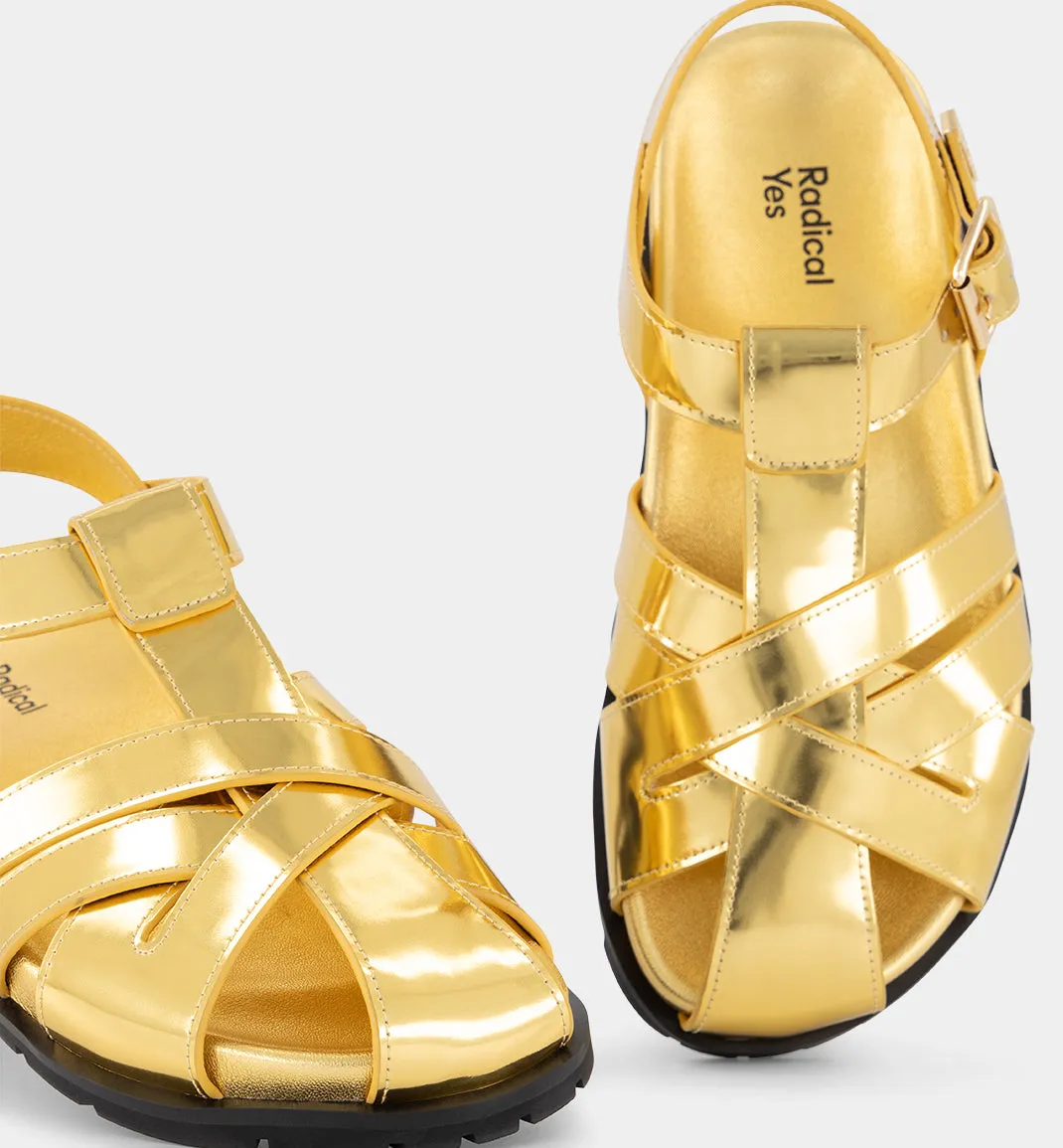 Ginny Strappy Sandal | Gold Patent Leather