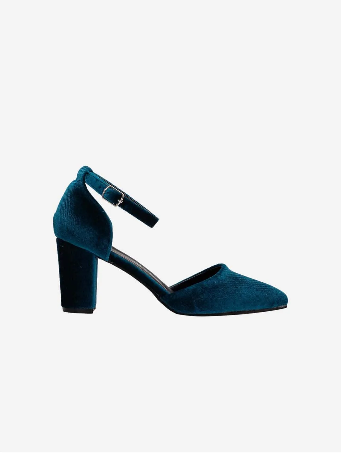 Gisele Vegan Velvet Heels | Teal Blue