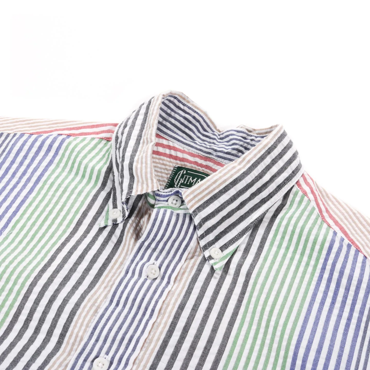 GITMAN VINTAGE BUTTON DOWN MULTI-STRIPE SEERSUCKER