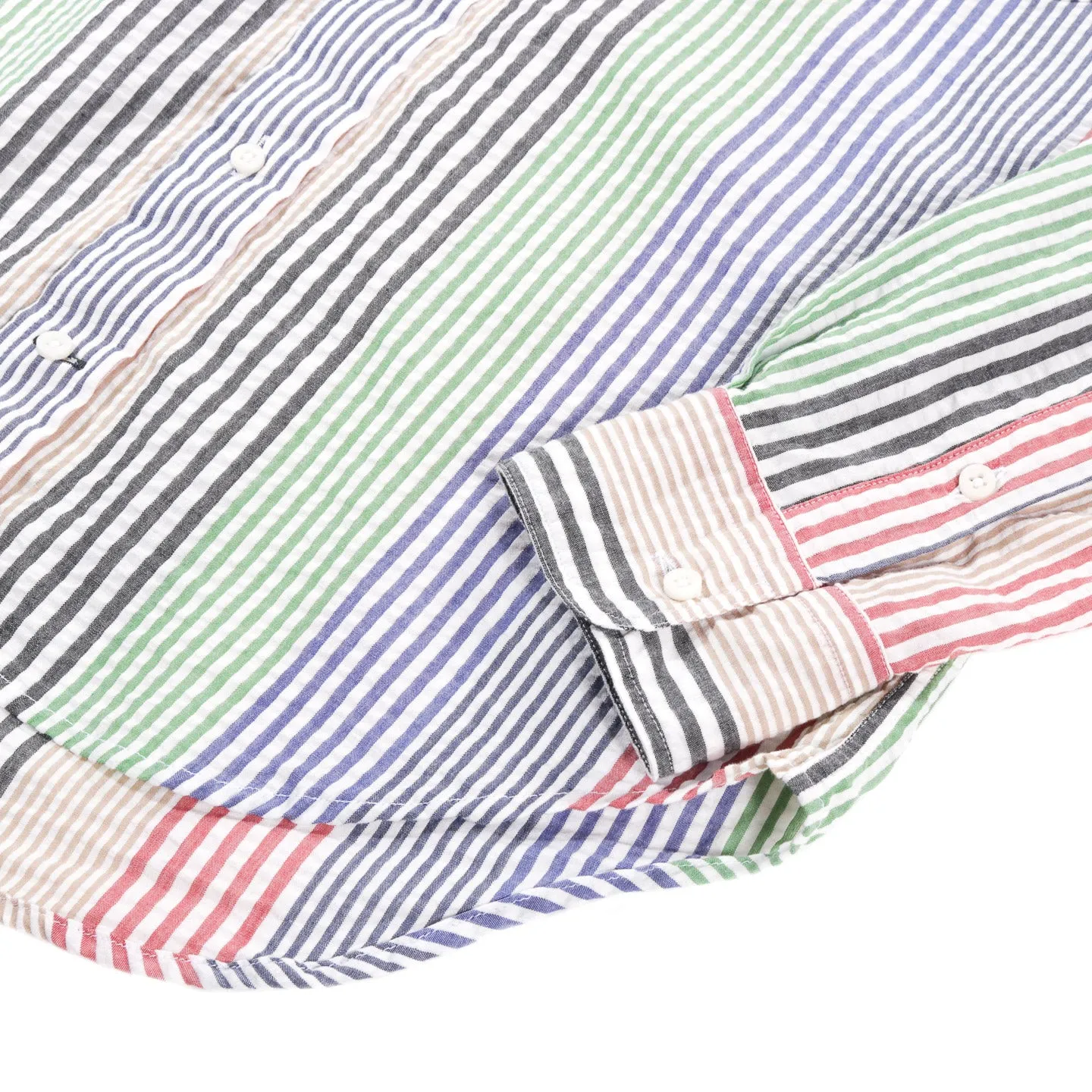 GITMAN VINTAGE BUTTON DOWN MULTI-STRIPE SEERSUCKER