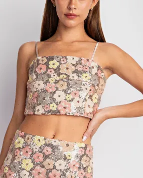 Hailey Flower Sequin Crop Top