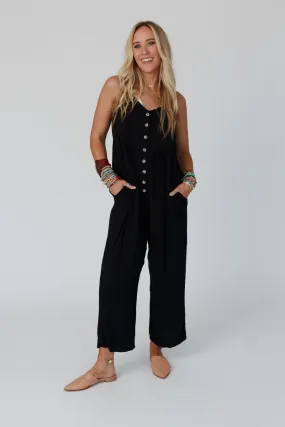 In A Dash Button Down Jumpsuit - Black