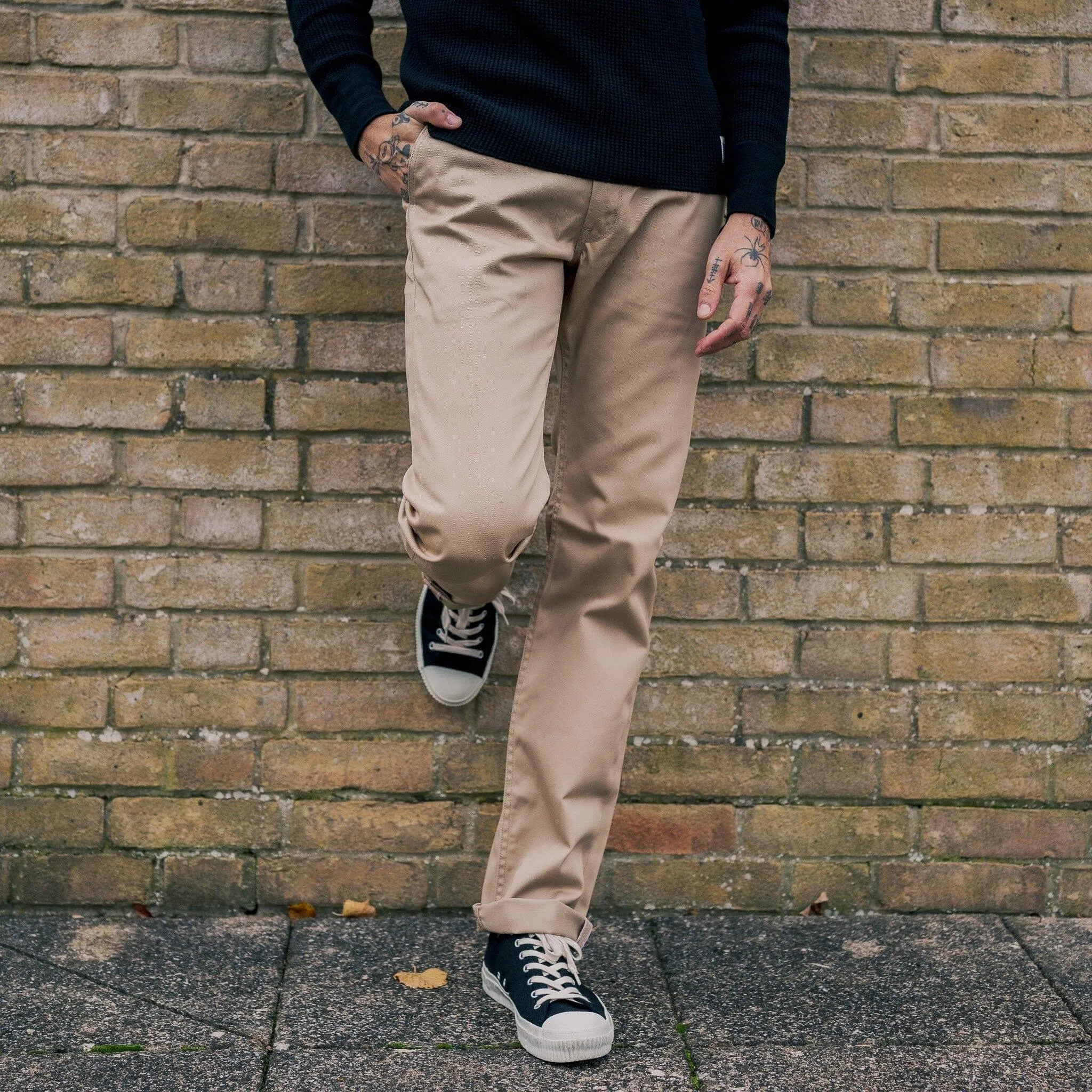 Iron Heart - Khaki Slim Tapered Chinos - IH-721 Model in 9oz Mercerised Selvedge Cotton