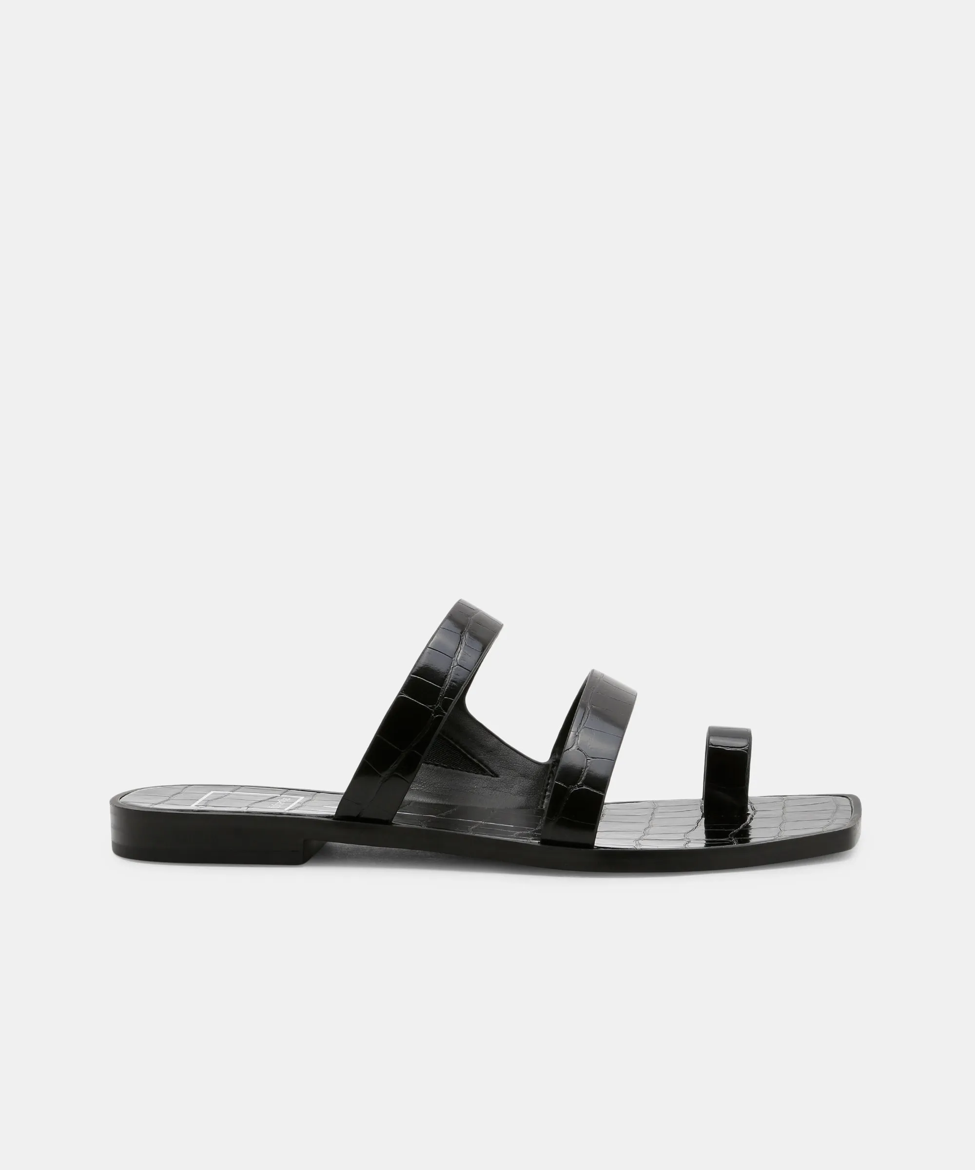 ISALA SANDALS BLACK CROCO EMBOSSED STELLA - re:vita