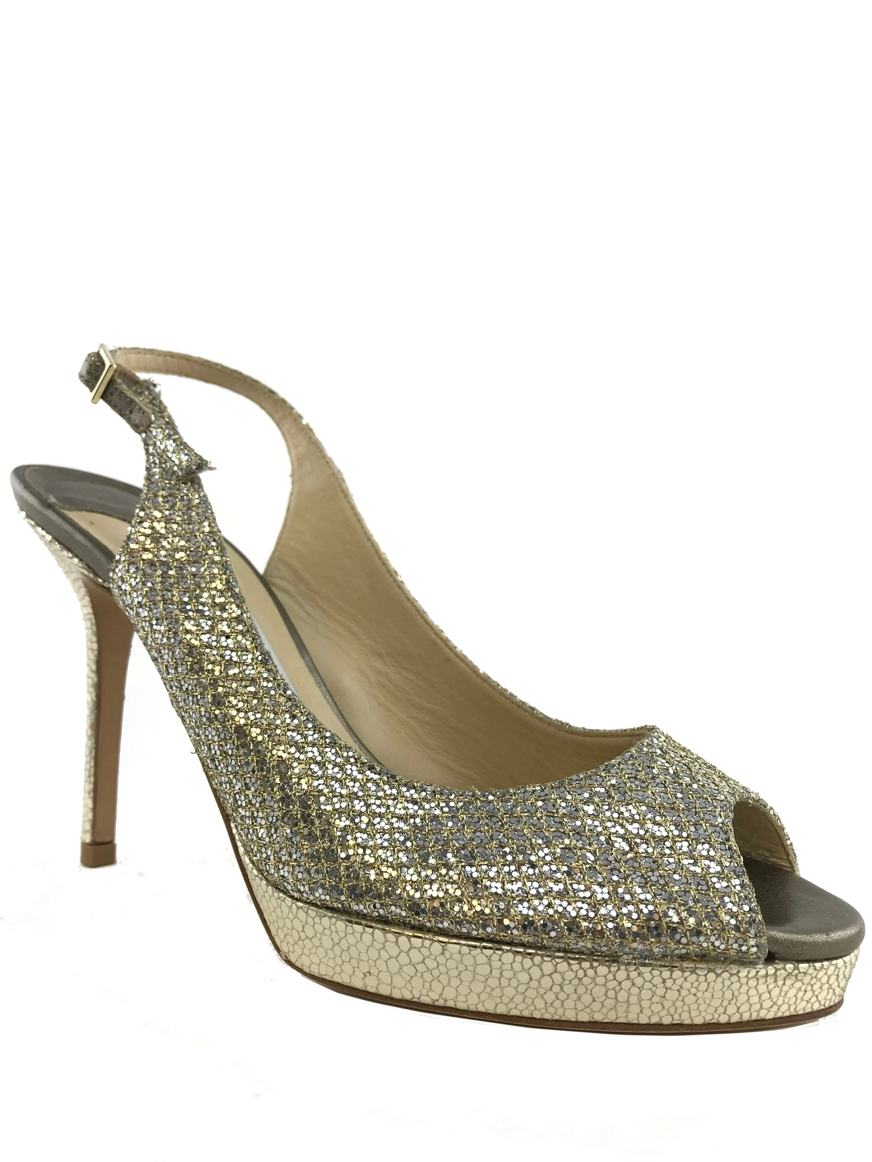 Jimmy Choo Nova Glitter Platform Slingback Sandal Size 6