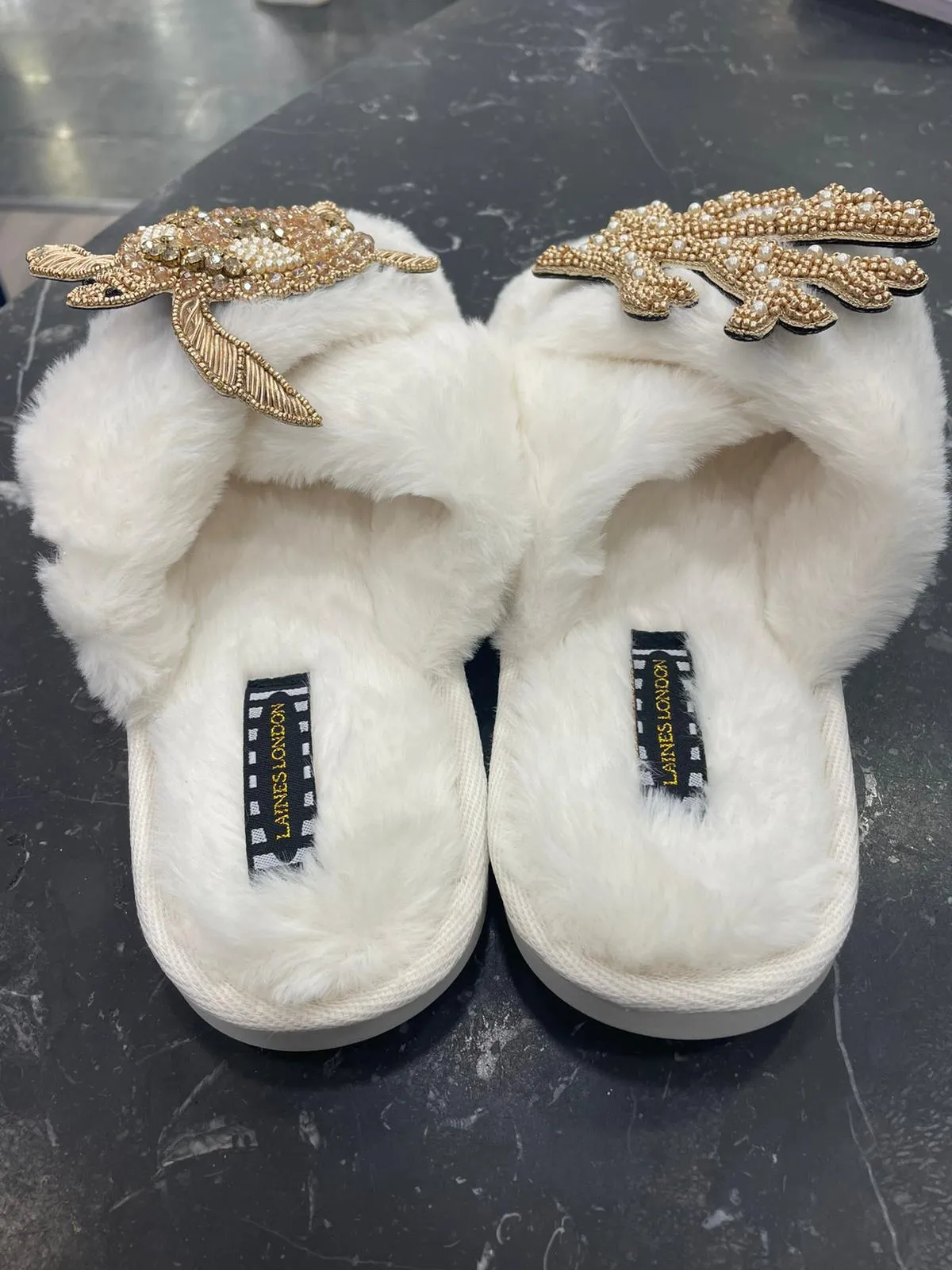 Laines London Cream Turtle Slippers