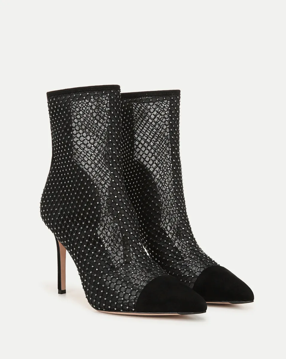 Lisa Rhinestone Mesh Bootie