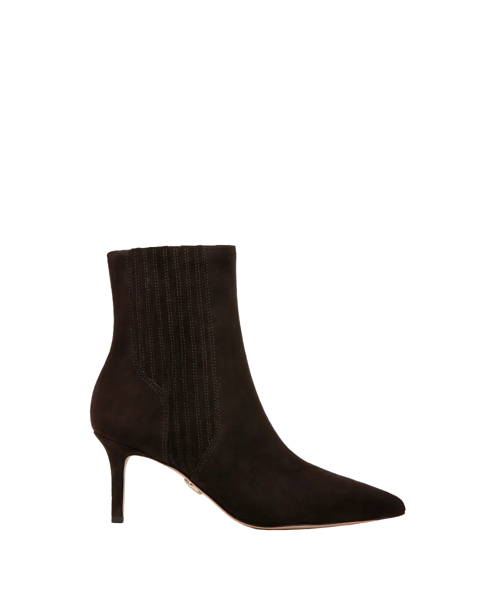 Lisa Suede Mid-Heel Bootie