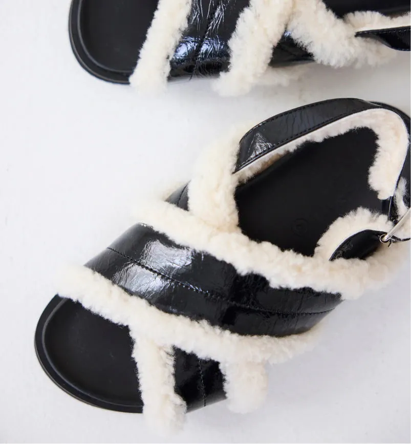 Love Shearling Sandal | Black Crush