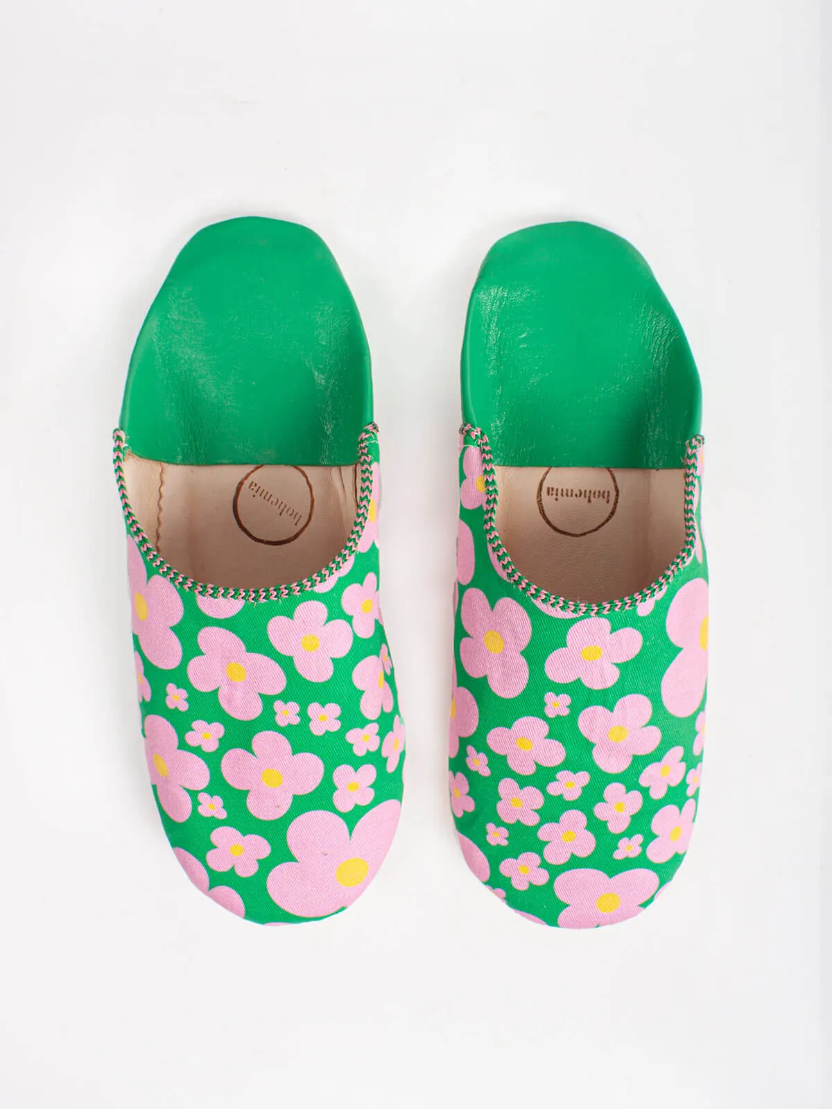 Margot Floral Babouche Slippers, Green