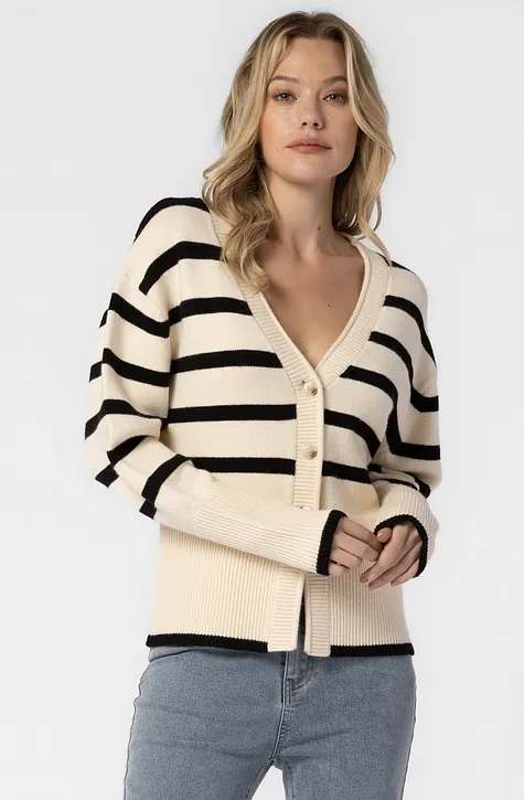 Matilda Striped Cardigan in Cream and Black