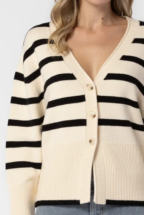 Matilda Striped Cardigan in Cream and Black