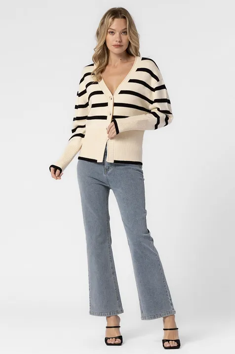 Matilda Striped Cardigan in Cream and Black