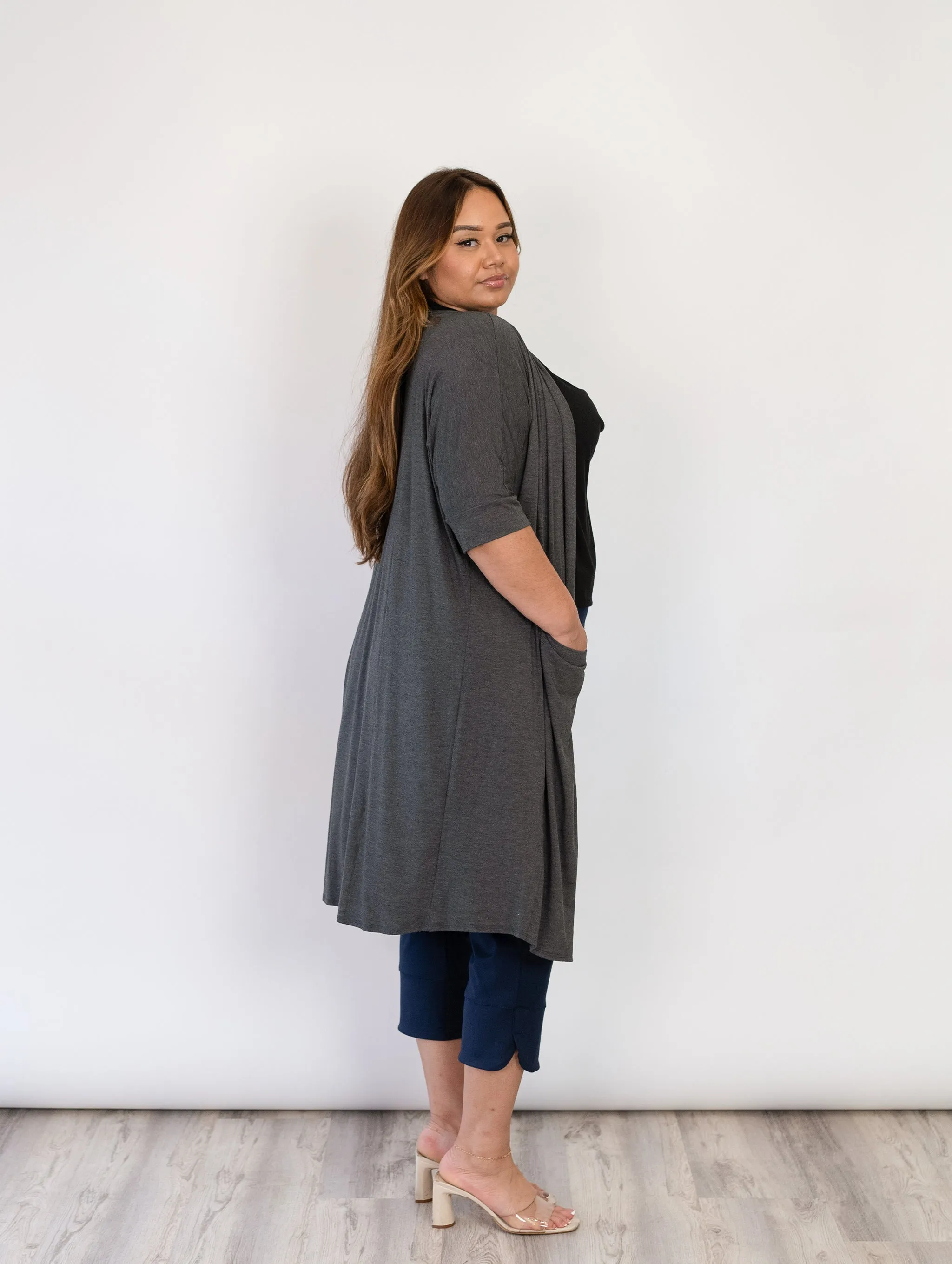 Milla Duster - Dark Charcoal Rayon Jersey