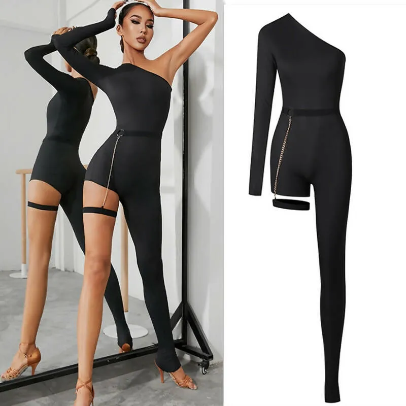 New Black Latin Dancewear Jumpsuit | 2258