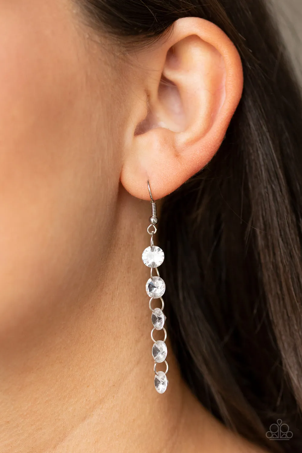 Paparazzi Trickle-Down Effect White Earrings