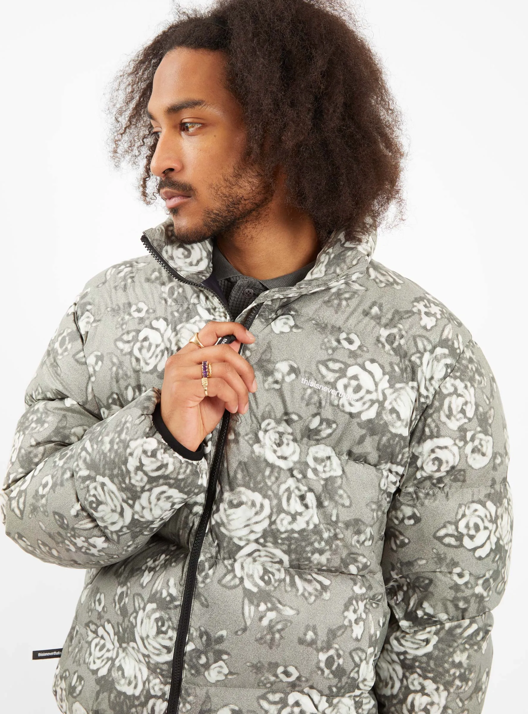 PERTEX T Down Jacket Grey Floral