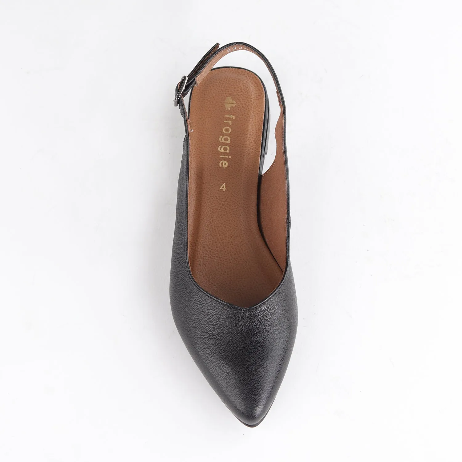 Pointed Flat Slingback in Black - 12729