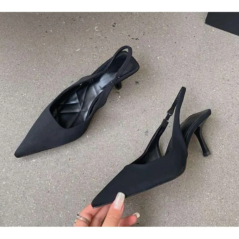 Pointed Toe Short Heel Mules