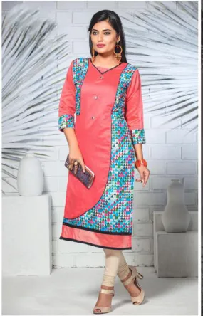 Radiant Pink Color Silk Cotton Kurti