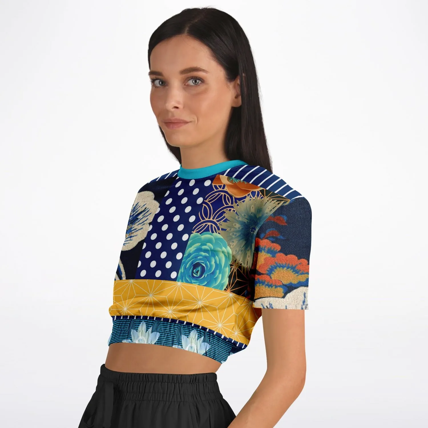 Remembering Divinity Short Sleeve Cropped Eco-Poly Sweater