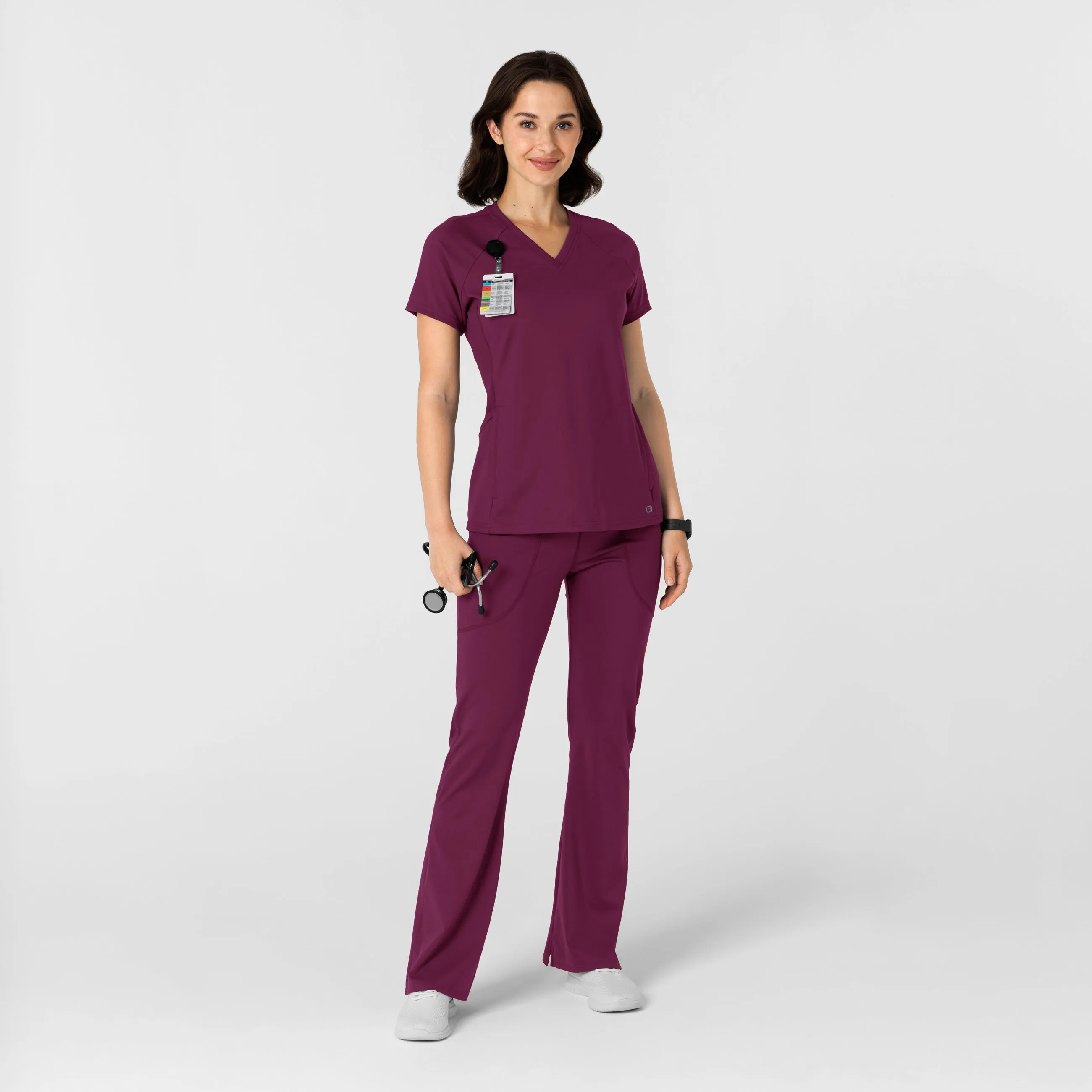 RENEW Knit Women's Flare Yoga Scrub Pant - Wine