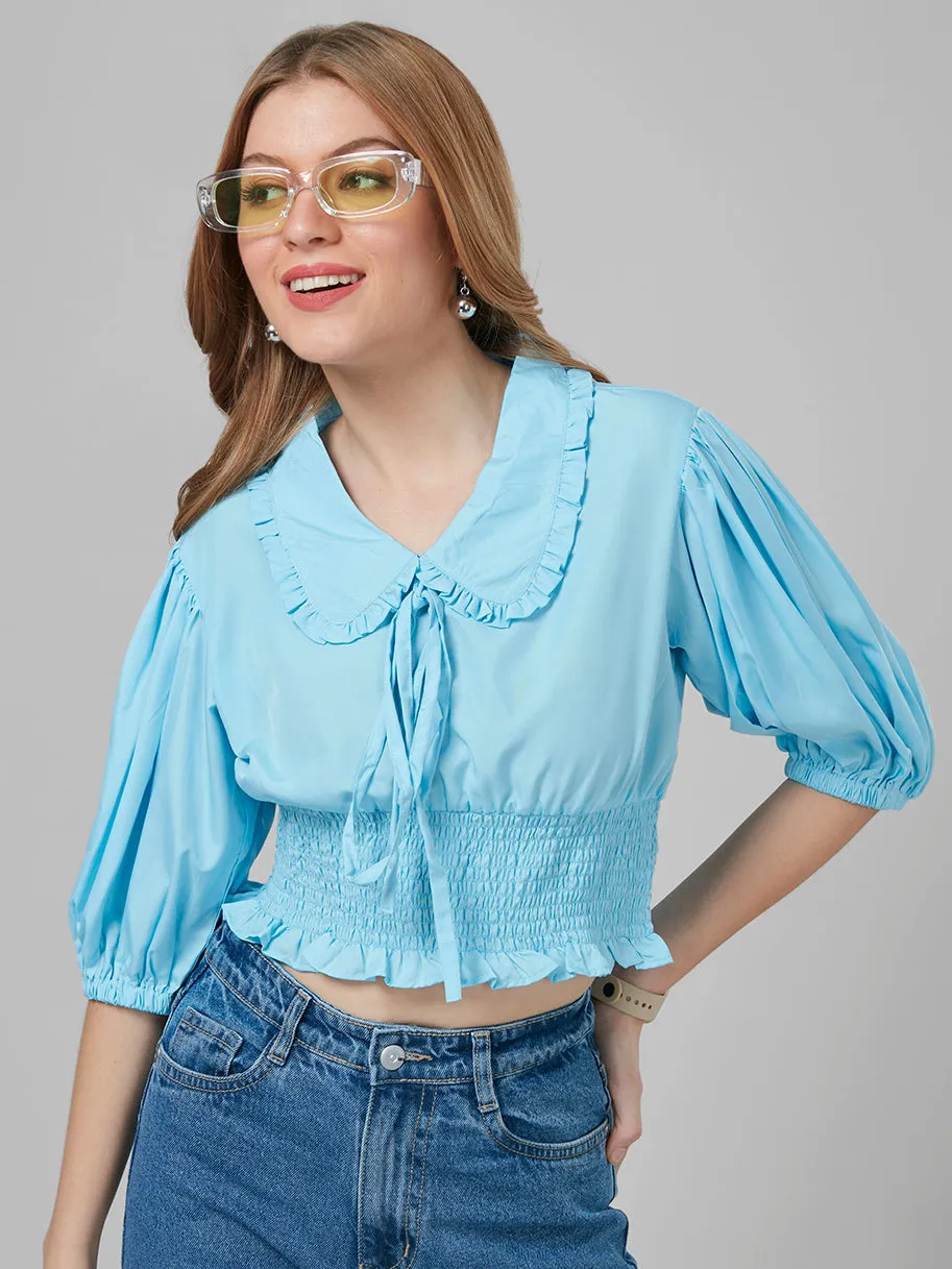 Style Quotient Women Blue Solid Tops