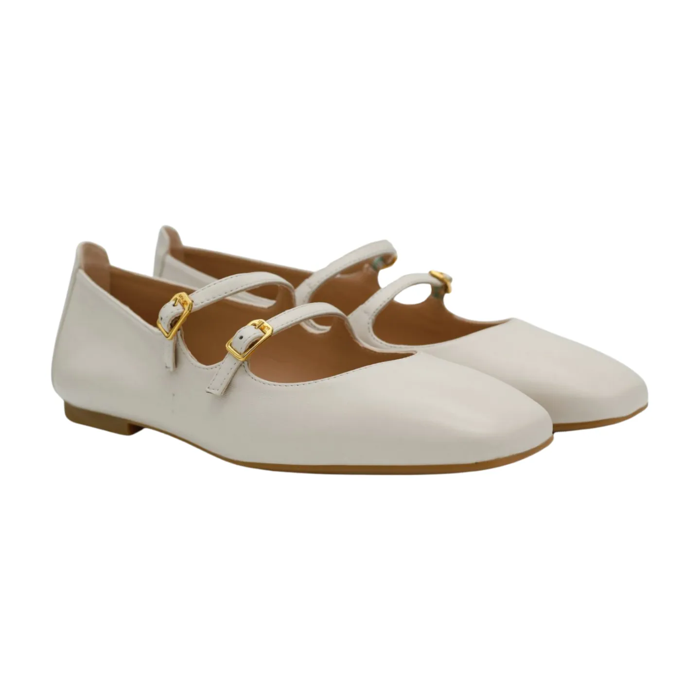 UNISA Ivory  Leather Mary Jane  Ballet Flat Shoe