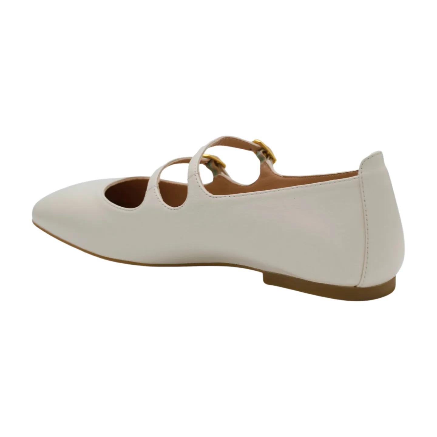 UNISA Ivory  Leather Mary Jane  Ballet Flat Shoe