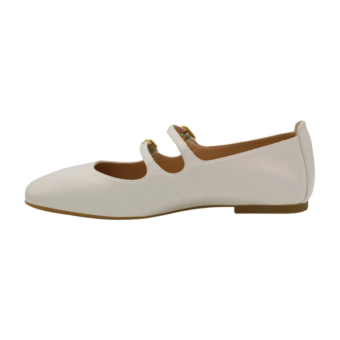 UNISA Ivory  Leather Mary Jane  Ballet Flat Shoe